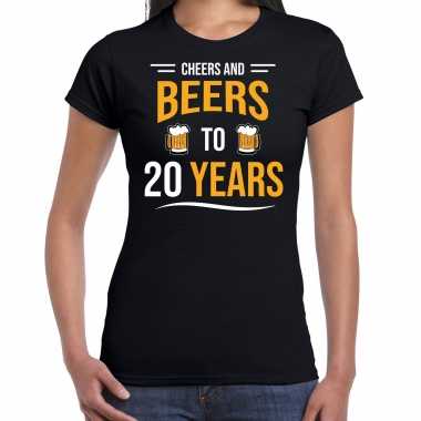 20e verjaardag kado shirt cheers and beers zwart voor dames