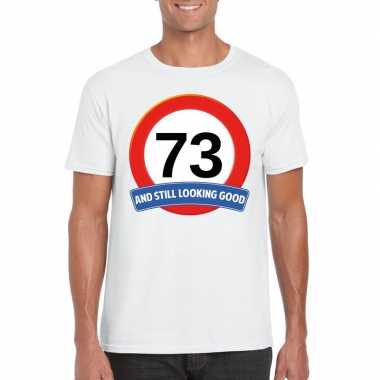 73 jaar verkeersbord t-shirt wit heren