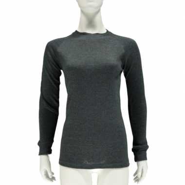 Antraciet grijs thermo shirt met lange mouwen voor dames