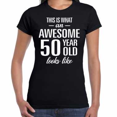Awesome 50 year sarah verjaardag cadeau t-shirt zwart voor sarah