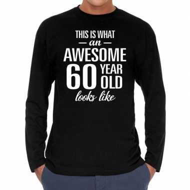 Awesome 60 year / verjaardag cadeau t-shirt zwart voor heren