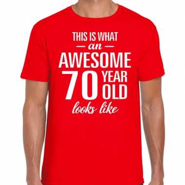 Awesome 70 year / verjaardag cadeau t-shirt rood voor heren