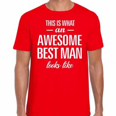 Awesome best man kado t-shirt rood voor heren
