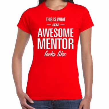Awesome mentor fun t-shirt rood voor dames - bedankt cadeau voor een mentor