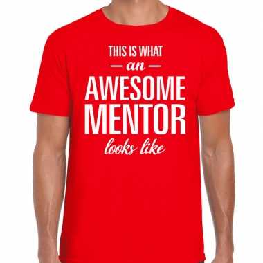 Awesome mentor fun t-shirt rood voor heren - bedankt cadeau voor een mentor