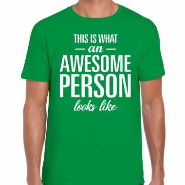 Awesome person fun t-shirt groen voor heren