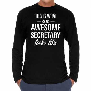 Awesome secretary / secretaris cadeau shirt zwart voor heren