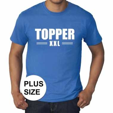 Blauw t-shirt in grote maat heren met tekst topper xxl