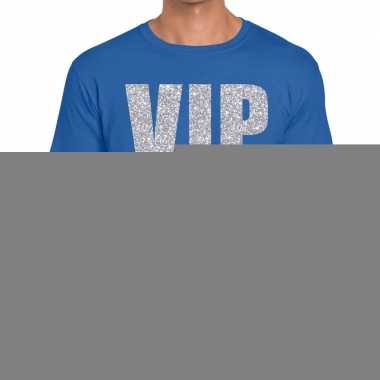 Blauw vip zilver fun t-shirt voor heren