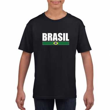 Braziliaanse supporter t-shirt zwart / wit voor kinderen