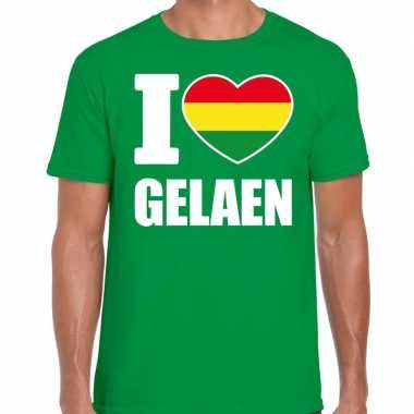 Carnaval i love gelaen / geleen t-shirt groen voor heren