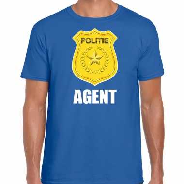 Carnaval shirt / outfit politie embleem agent blauw voor heren