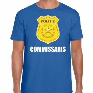 Carnaval shirt / outfit politie embleem commissaris blauw voor heren