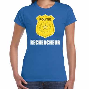Carnaval shirt / outfit politie embleem rechercheur blauw voor dames