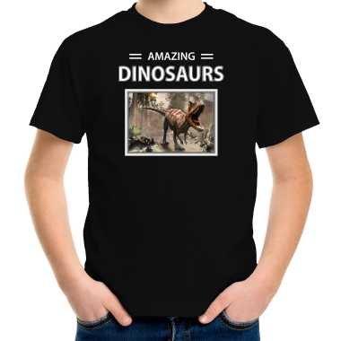 Carnotaurus dinosaurus foto t-shirt zwart voor kinderen - amazing dinosaurs cadeau shirt carnotaurus dino liefhebber