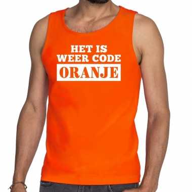 Code oranje mouwloos shirt / tanktop oranje heren