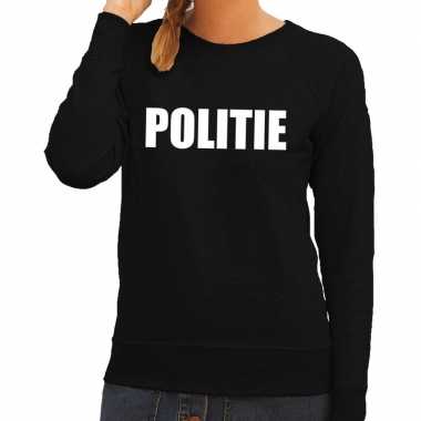 Dames fun text sweater politie zwart