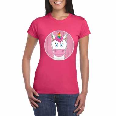 Dieren eenhoorn shirt roze dames