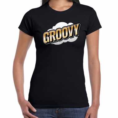 Fout groovy t-shirt in 3d effect zwart voor dames