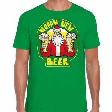 Fout oud en nieuw / kerst shirt happy new beer groen voor heren