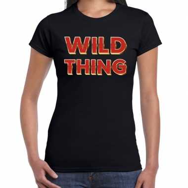 Fout wild thing t-shirt met 3d effect zwart voor dames