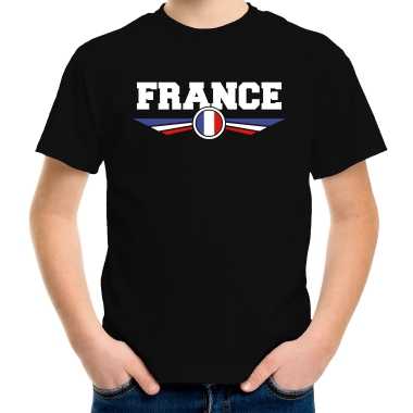 Frankrijk / france landen shirt met franse vlag zwart voor kids