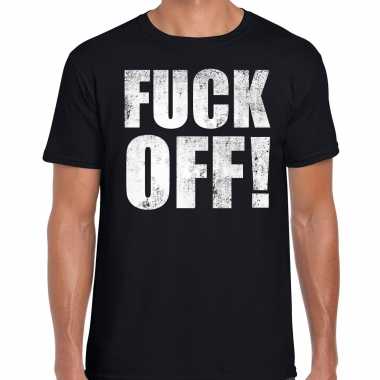 Fuck off t-shirt zwart voor heren om te staken / protesteren