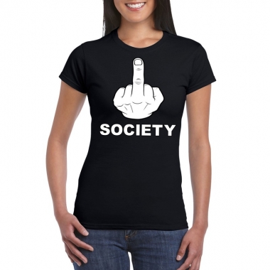 Fuck society shirt zwart voor dames