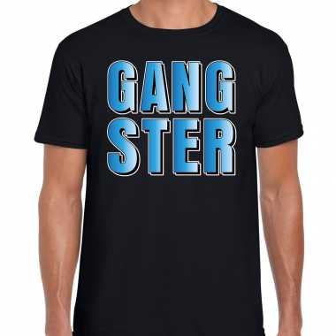 Gangster fun tekst / verjaardag t-shirt zwart voor heren