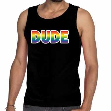 Gay pride dude tanktop zwart voor heren