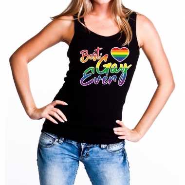 Gaypride best gay ever regenboog tanktop zwart dames