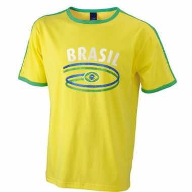 Geel heren shirtje Brazilie vlag