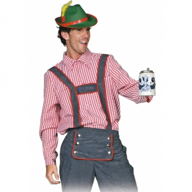 Geruite blouse rood/wit mannen