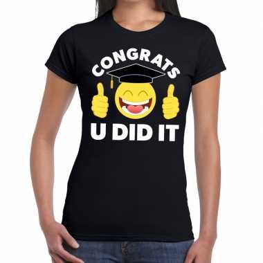Geslaagd shirt congrats u did it zwart voor dames