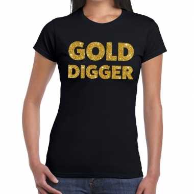 Gold digger fun t-shirt zwart voor dames