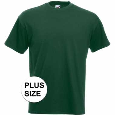 Grote maten basis heren t-shirt donker groen met ronde hals