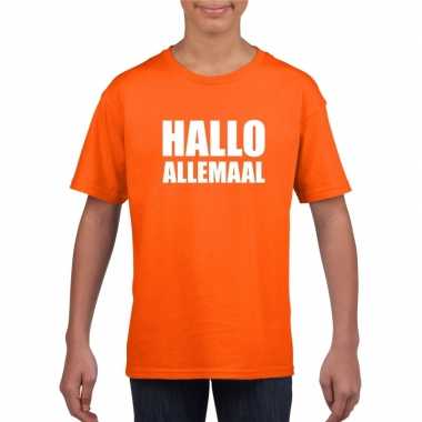 Hallo allemaal fun t-shirt oranje voor kinderen