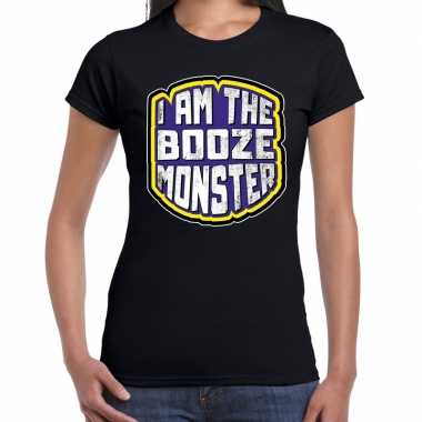 Halloween drankmonster/booze monster horror shirt zwart voor dames