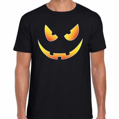 Halloween scary face horror shirt zwart voor heren