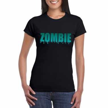Halloween zombie shirt zwart dames