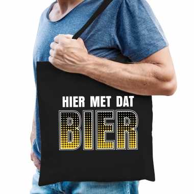 Hier met dat bier fun tas zwart voor heren drank thema