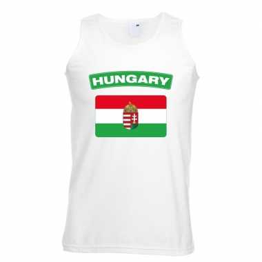 Hongarije vlag mouwloos shirt wit heren