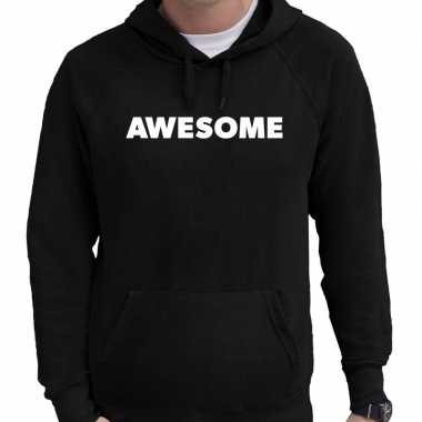Hooded sweater zwart met awesome bedrukking voor heren