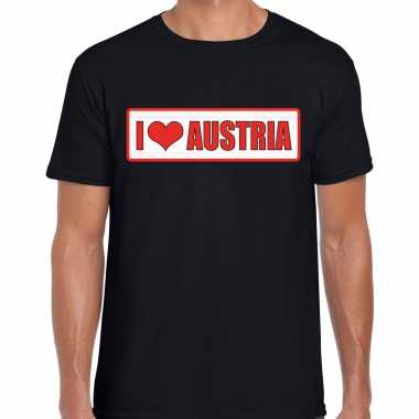 I love austria / oostenrijk landen shirt met bordje in de kleuren van de oostenrijkse vlag zwart voor heren