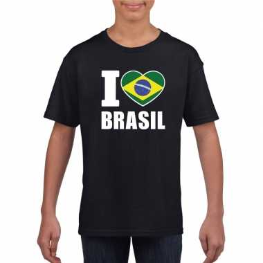 I love brazilie supporter shirt zwart jongens en meisjes