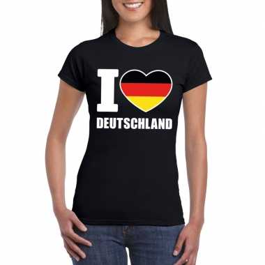 I love deutschland/ duitsland supporter shirt zwart dames