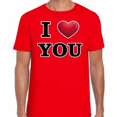 I love you cadeaushirt voor valentijnsdag rood voor heren