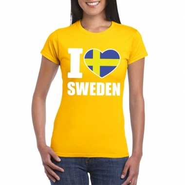 I love zweden supporter shirt geel dames