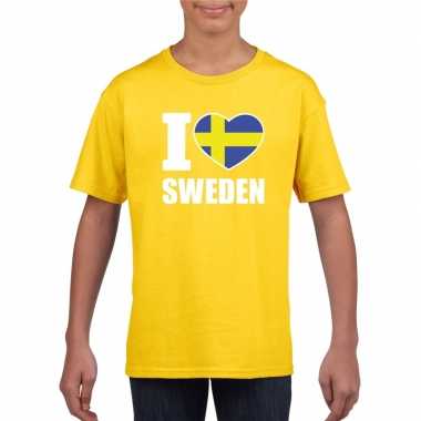 I love zweden supporter shirt geel jongens en meisjes