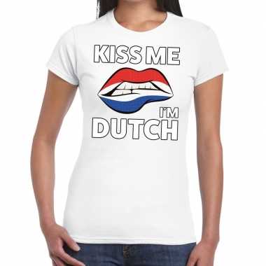 Kiss me i am dutch wit fun-t shirt voor dames